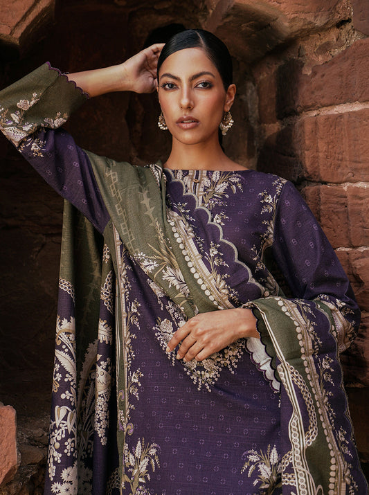 3 PIECE - PRINTED KHADDAR SUIT - BYZANTINE OLIVE MORBAGH WN_22   
