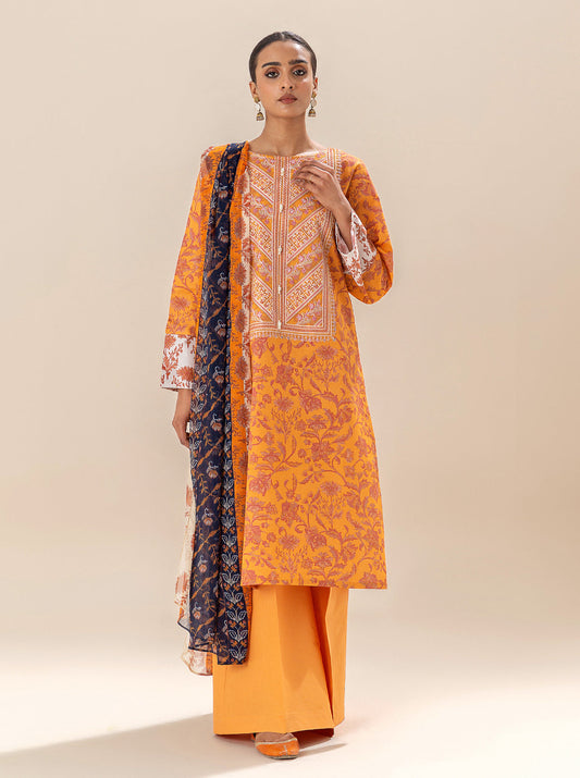 3 PIECE EMBROIDERED LAWN SUIT-SUNRISE PEACH BT-MORBAGH SU_24   