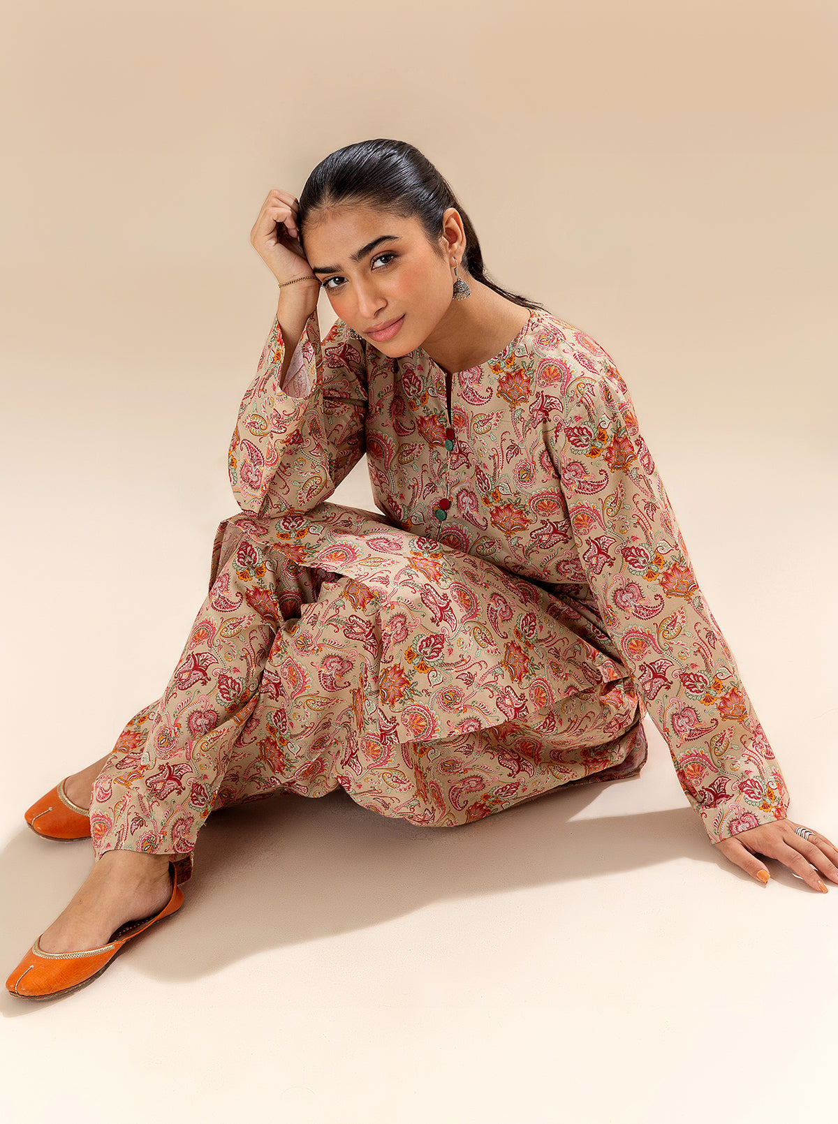 2 PIECE PRINTED LAWN -CARDINAL FLOW BT-MORBAGH SU_24   