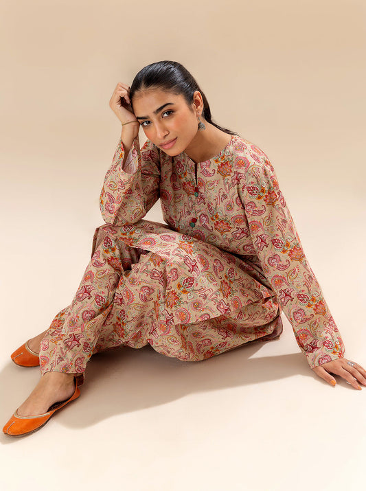 2 PIECE PRINTED LAWN -CARDINAL FLOW BT-MORBAGH SU_24   