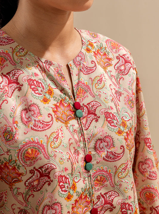 2 PIECE PRINTED LAWN -CARDINAL FLOW BT-MORBAGH SU_24   