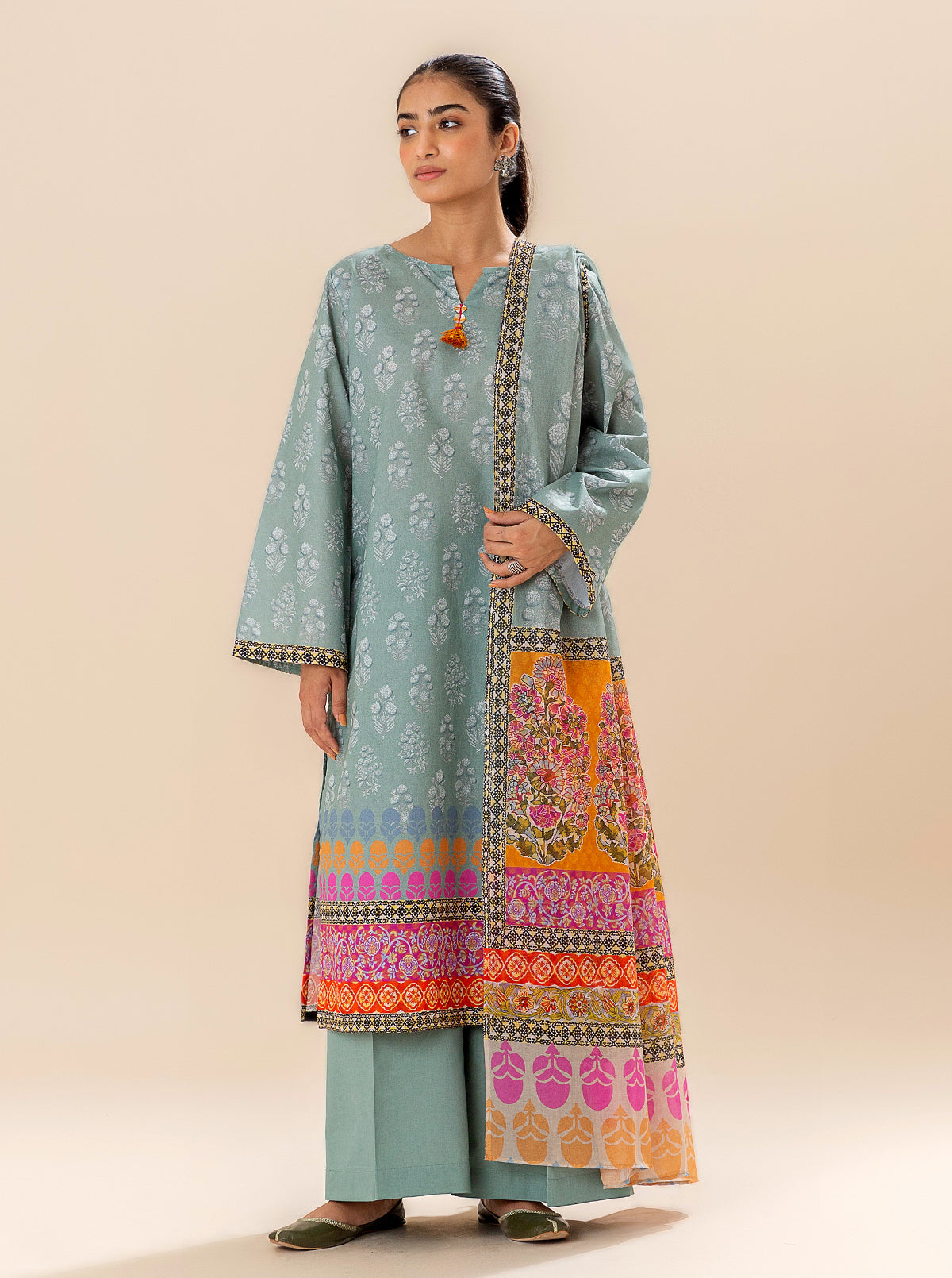 2 PIECE PRINTED LAWN -SLATE VERVE BT-MORBAGH SU_24   