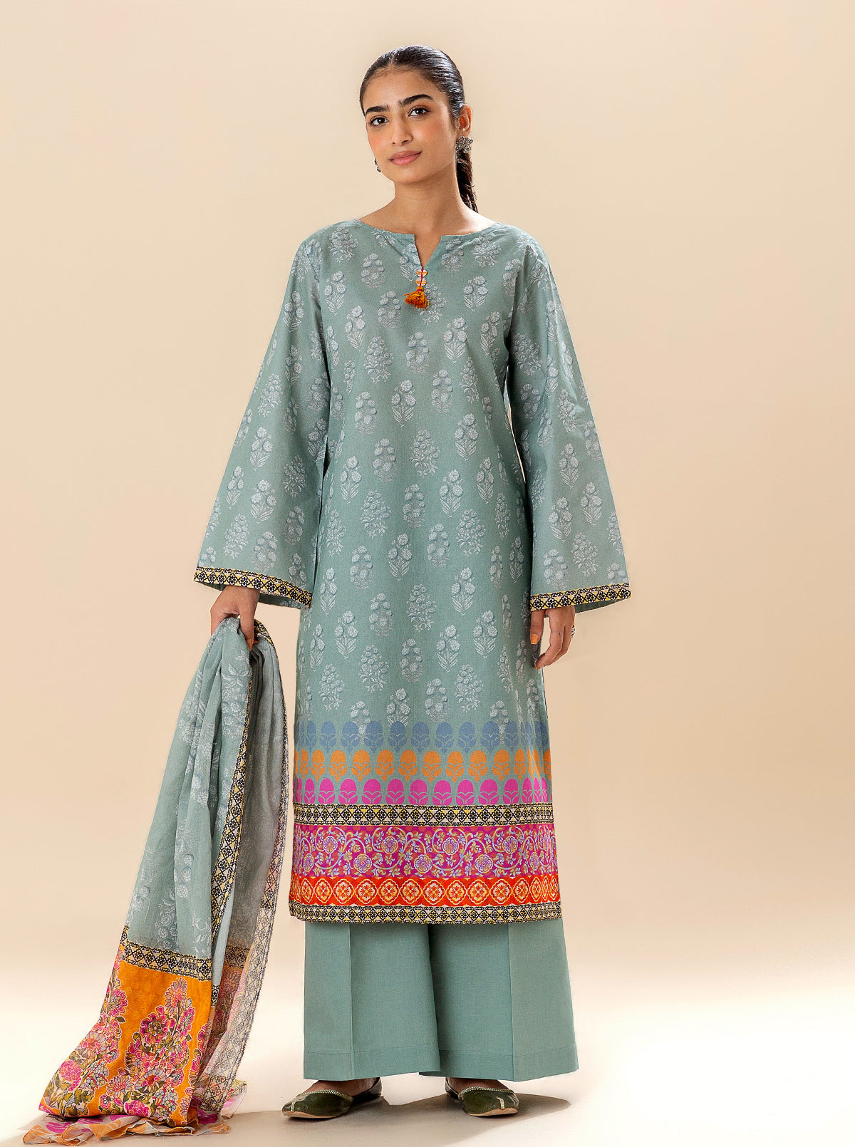 2 PIECE PRINTED LAWN -SLATE VERVE BT-MORBAGH SU_24   