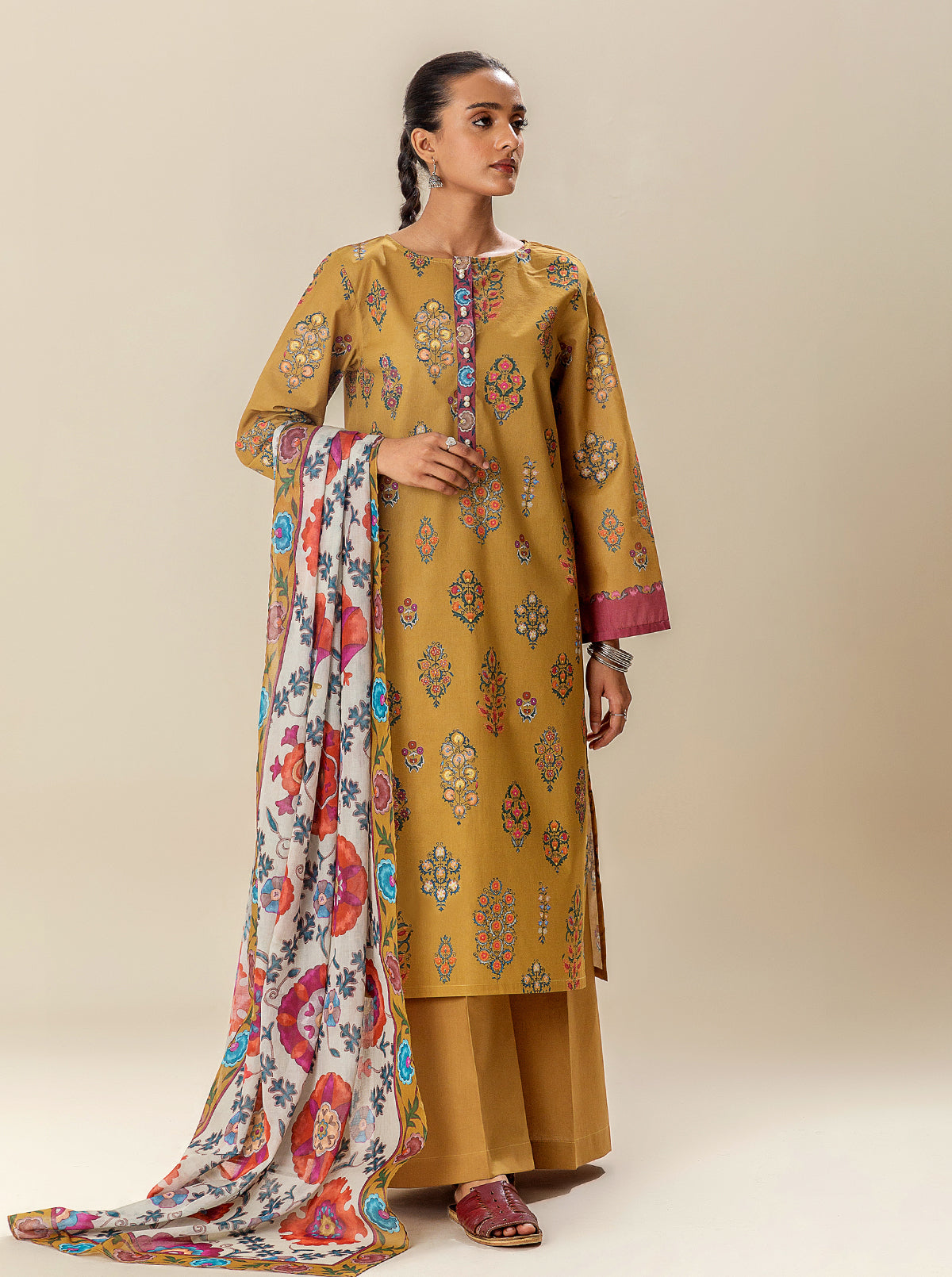 2 PIECE PRINTED SUIT-OBSCURE OCHRE BT-MORBAGH SU_24   