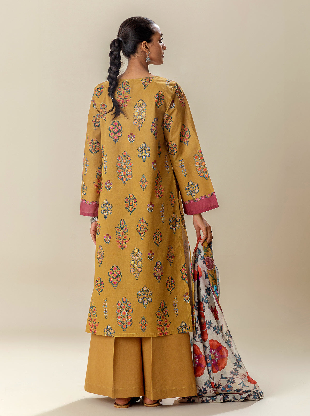 2 PIECE PRINTED SUIT-OBSCURE OCHRE BT-MORBAGH SU_24   