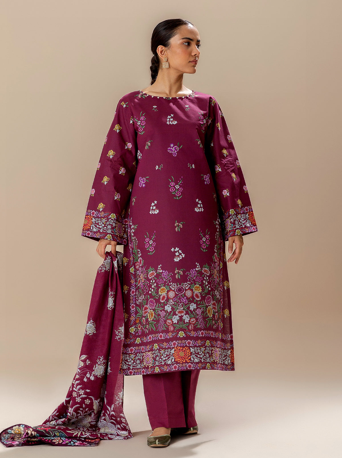 3 PIECE PRINTED LAWN SUIT-BLOOD MOON BT-MORBAGH SU_24   