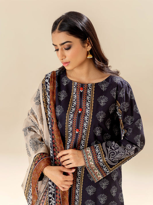 3 PIECE PRINTED LAWN SUIT - EBONY VISION BT-MORBAGH SU_24   