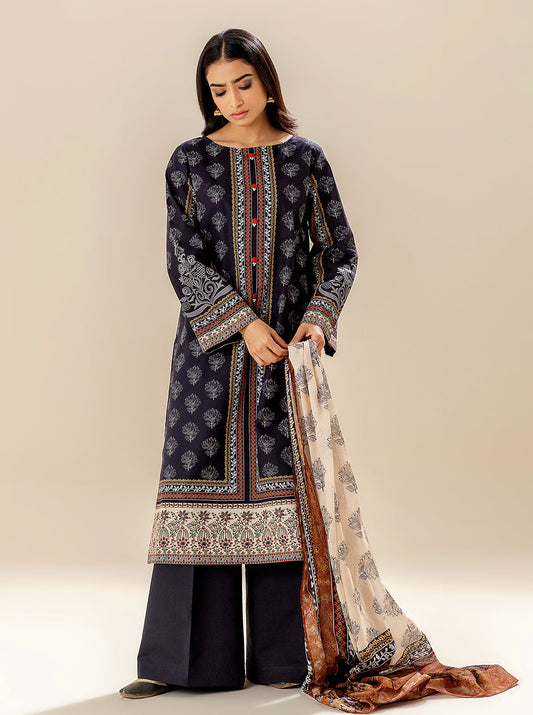 3 PIECE PRINTED LAWN SUIT - EBONY VISION BT-MORBAGH SU_24   
