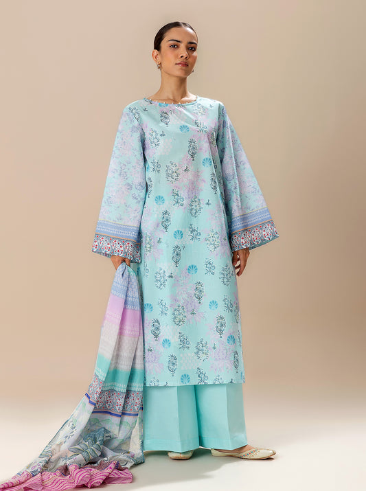 2 PIECE PRINTED LAWN SUIT-BLUEFALLS BAY (UNSTITCHED)