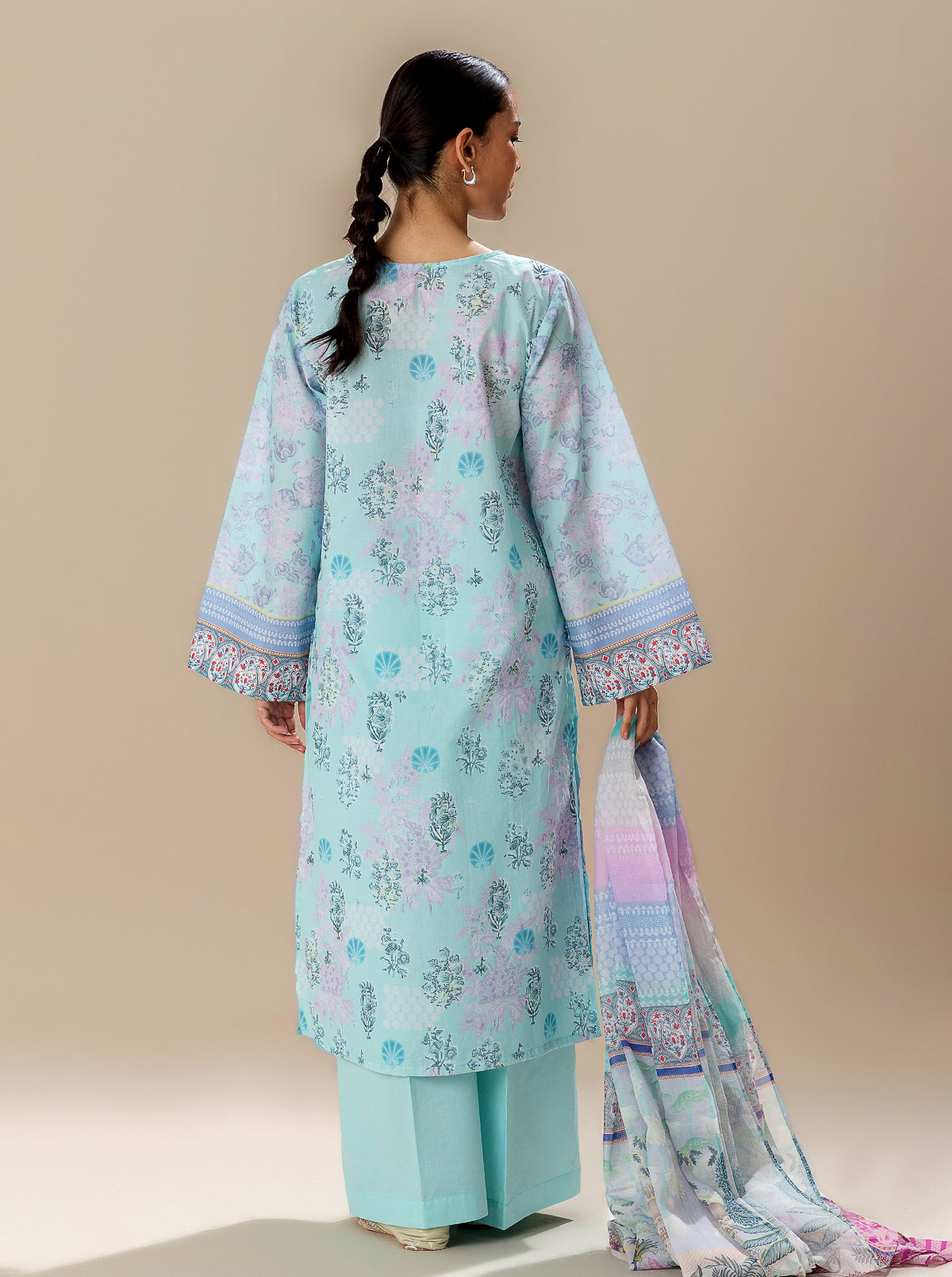 2 PIECE PRINTED LAWN SUIT-BLUEFALLS BAY (UNSTITCHED)
