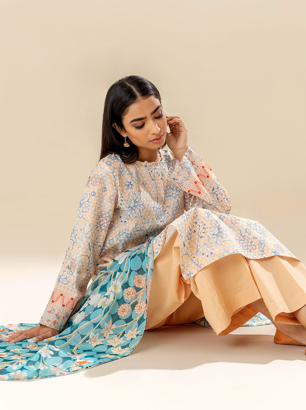 3 PIECE PRINTED LAWN SUIT - PEACHY SENSE BT-MORBAGH SU_24   