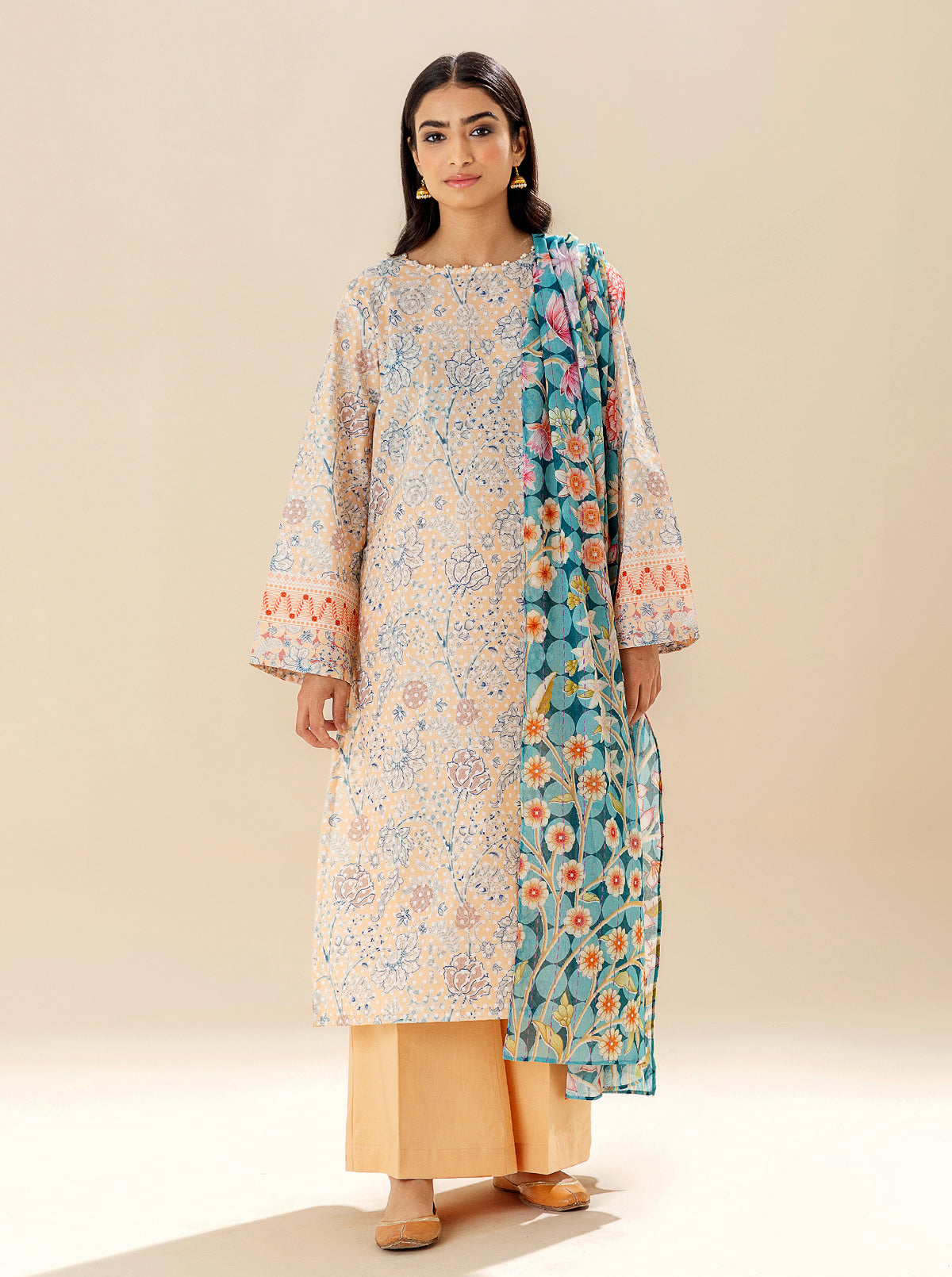 3 PIECE PRINTED LAWN SUIT - PEACHY SENSE BT-MORBAGH SU_24   