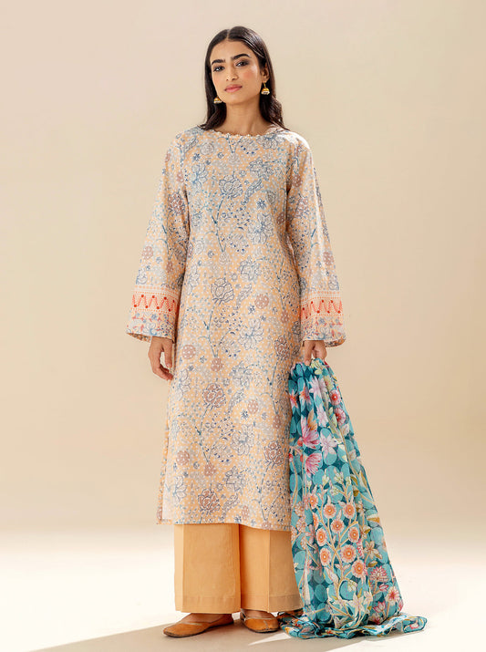 3 PIECE PRINTED LAWN SUIT - PEACHY SENSE BT-MORBAGH SU_24   