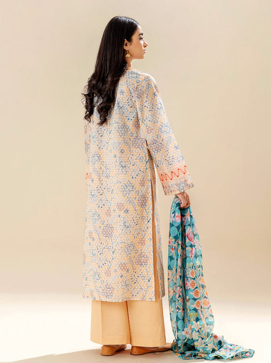 3 PIECE PRINTED LAWN SUIT - PEACHY SENSE BT-MORBAGH SU_24   