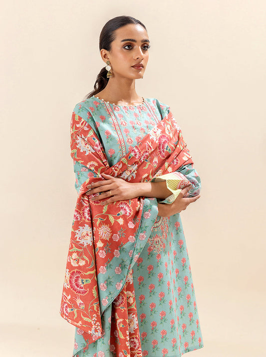 3 PIECE EMBROIDERED LAWN SUIT-SEA CORAL BT-MORBAGH SU_24   