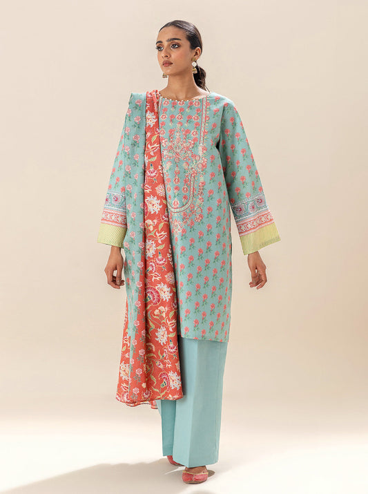 3 PIECE EMBROIDERED LAWN SUIT-SEA CORAL BT-MORBAGH SU_24   