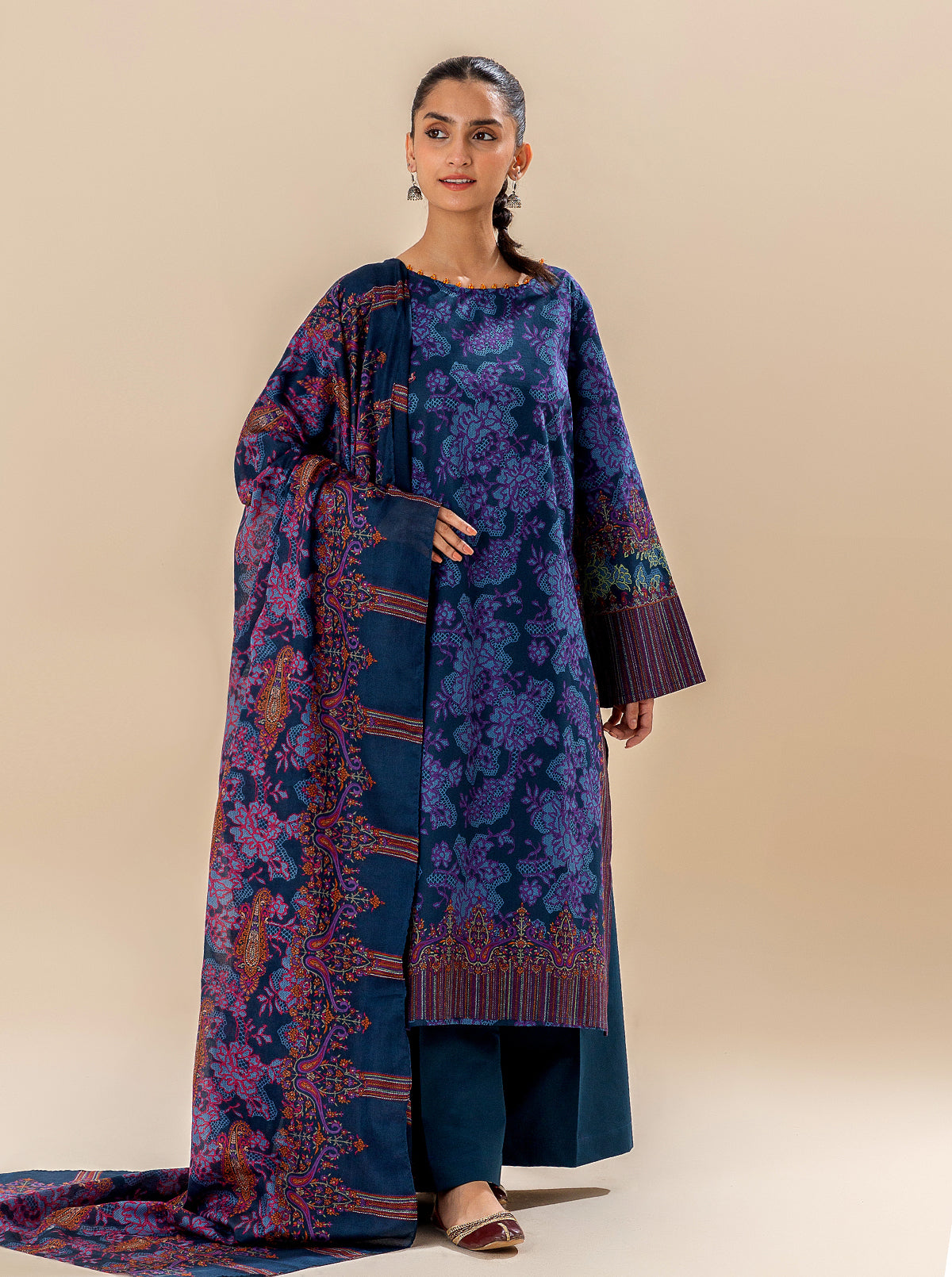 3 PIECE PRINTED LAWN SUIT-SEA CORAL BT-MORBAGH SU_24   