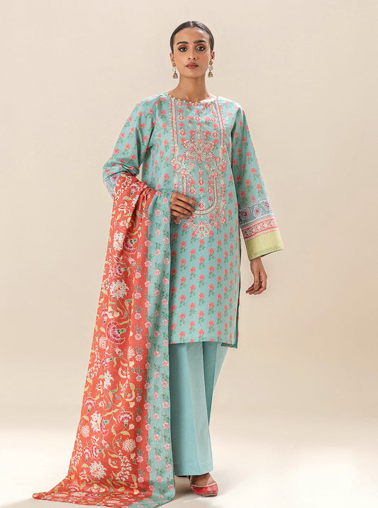 3 PIECE EMBROIDERED LAWN SUIT-SEA CORAL BT-MORBAGH SU_24   