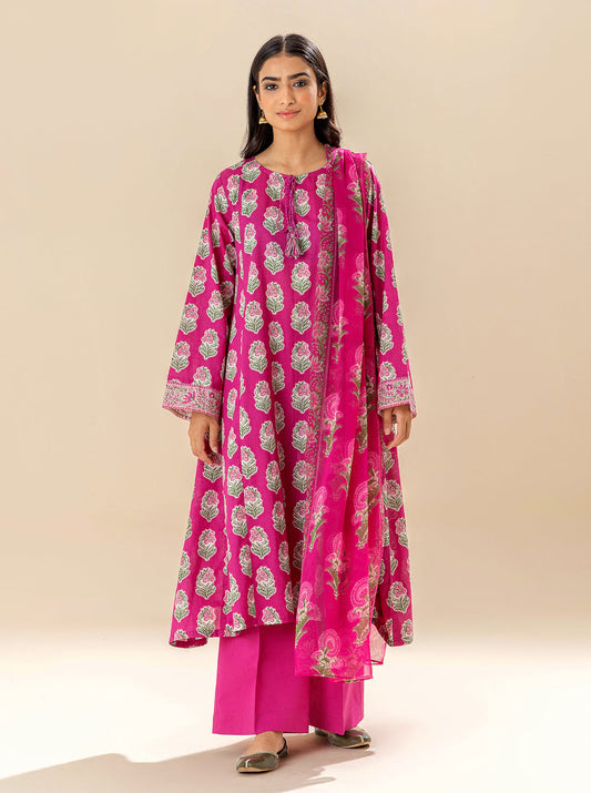 3 PIECE PRINTED LAWN SUIT - SERENE PINKS BT-MORBAGH SU_24   