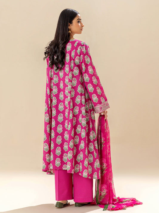 3 PIECE PRINTED LAWN SUIT - SERENE PINKS BT-MORBAGH SU_24   