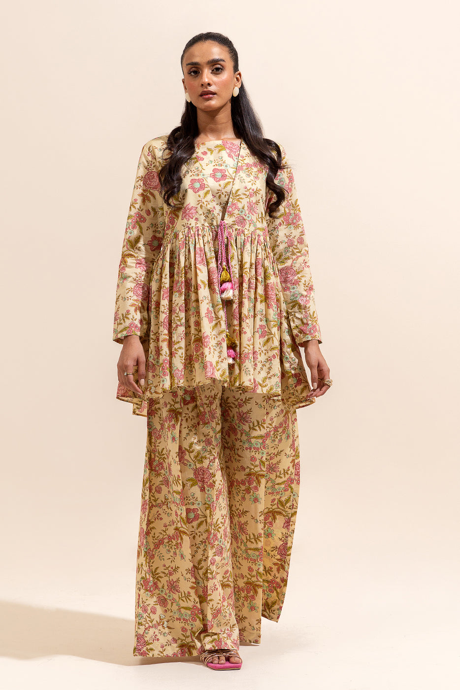 2 PIECE PRINTED LAWN SUIT-GOLDEN GLOW (UNSTITCHED)