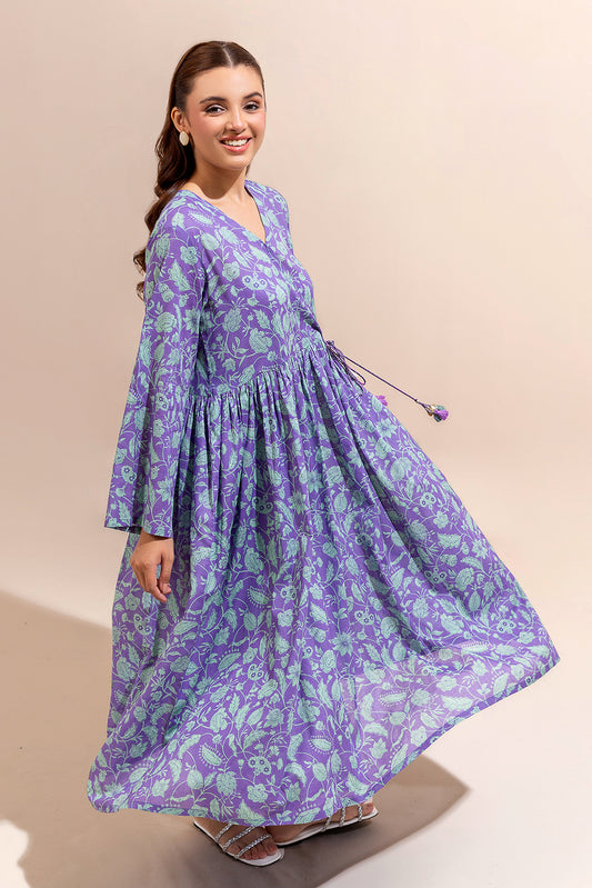 2 PIECE PRINTED LAWN SUIT-LILAC LILIES (UNSTITCHED)