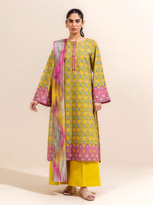 3 PIECE PRINTED LAWN-CANDY SAND BT-MORBAGH SU_24   