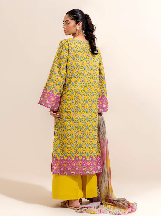 3 PIECE PRINTED LAWN-CANDY SAND BT-MORBAGH SU_24   