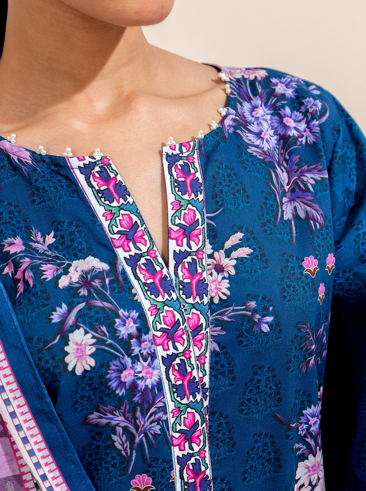 2 PIECE PRINTED LAWN SUIT-MIDNIGHT BISMUTH (UNSTITCHED)