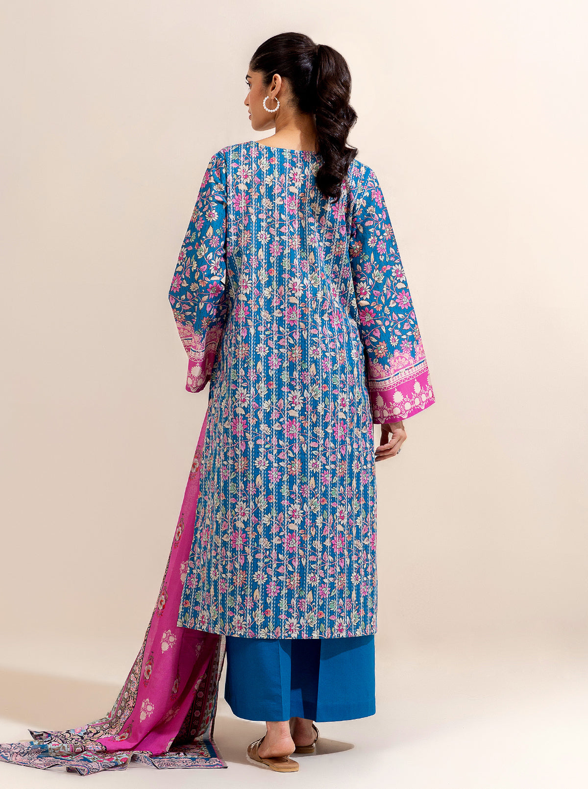 2 PIECE PRINTED LAWN SUIT-FLORAL BALANCE (UNSTITCHED)