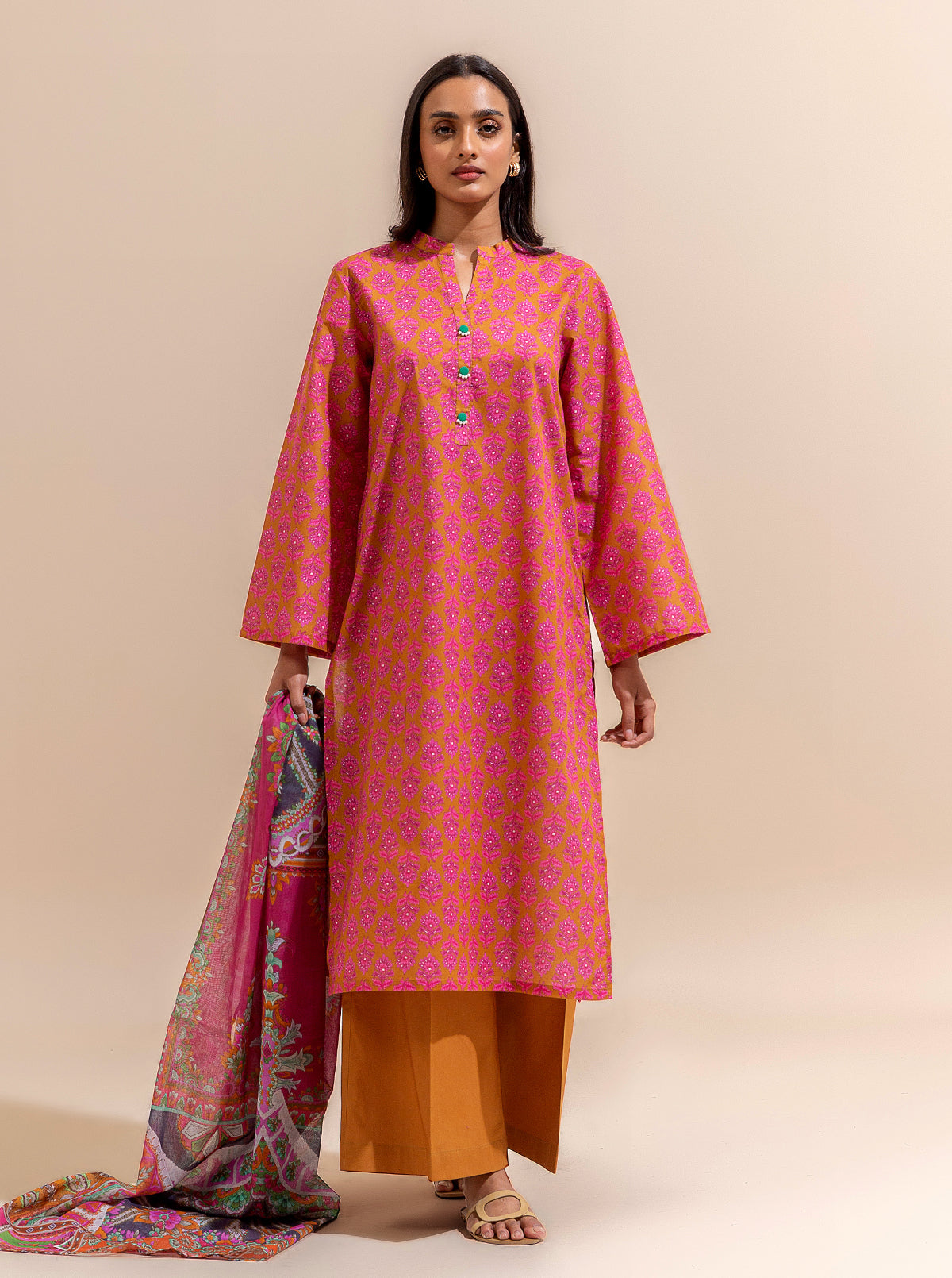 2 PIECE PRINTED LAWN SUIT-TRIBAL VIVID (UNSTITCHED)