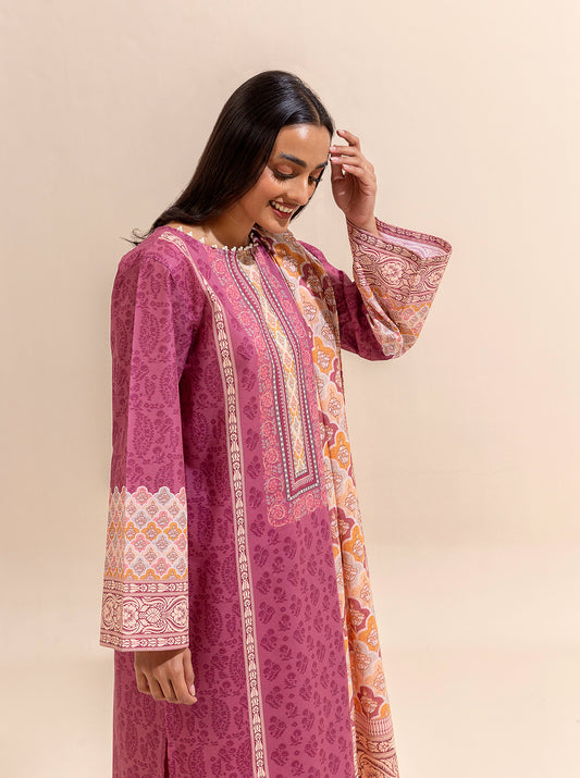 3 PIECE PRINTED LAWN SUIT-PINKY PARFAIT (UNSTITCHED)