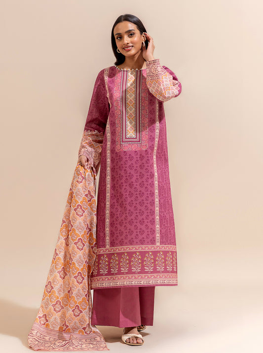 2 PIECE PRINTED LAWN SUIT-PINKY PARFAIT (UNSTITCHED)