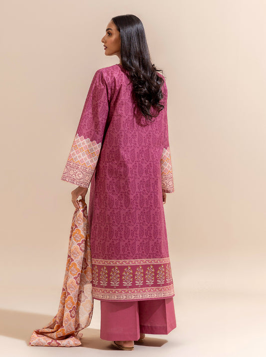 2 PIECE PRINTED LAWN SUIT-PINKY PARFAIT (UNSTITCHED)