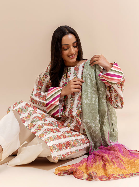 2 PIECE PRINTED LAWN SUIT-LINEAGE LILIES (UNSTITCHED)