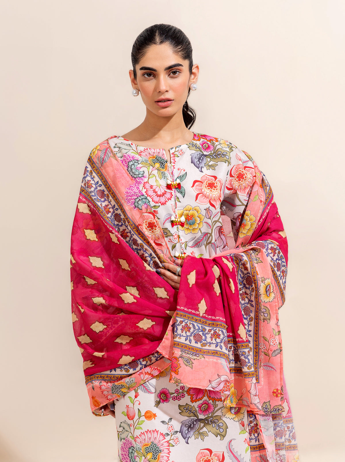 2 PIECE PRINTED LAWN SUIT-TRUE BEAUTY (UNSTITCHED)