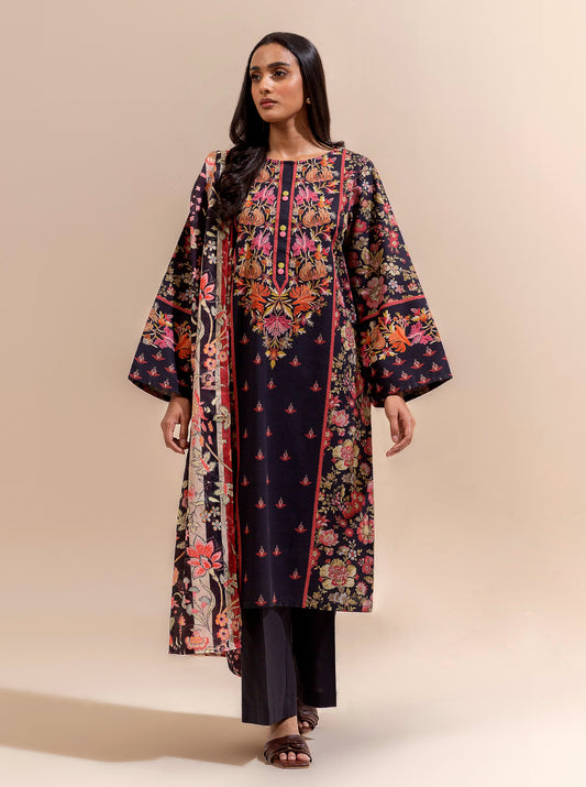 2 PIECE PRINTED LAWN SUIT-EBONY GARDEN (UNSTITCHED)