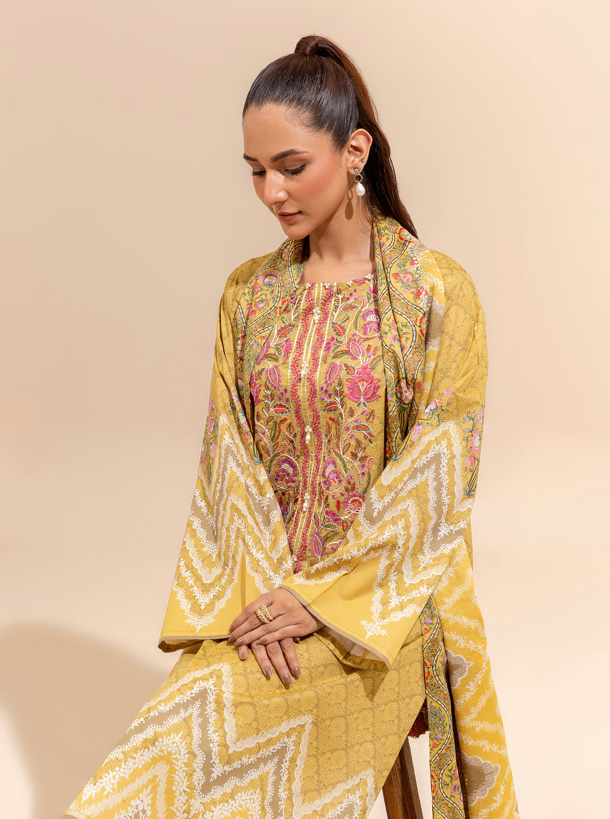 3 PIECE EMBROIDERED LAWN SUIT-SOMBRE SUN BT-MORBAGH SU_24   