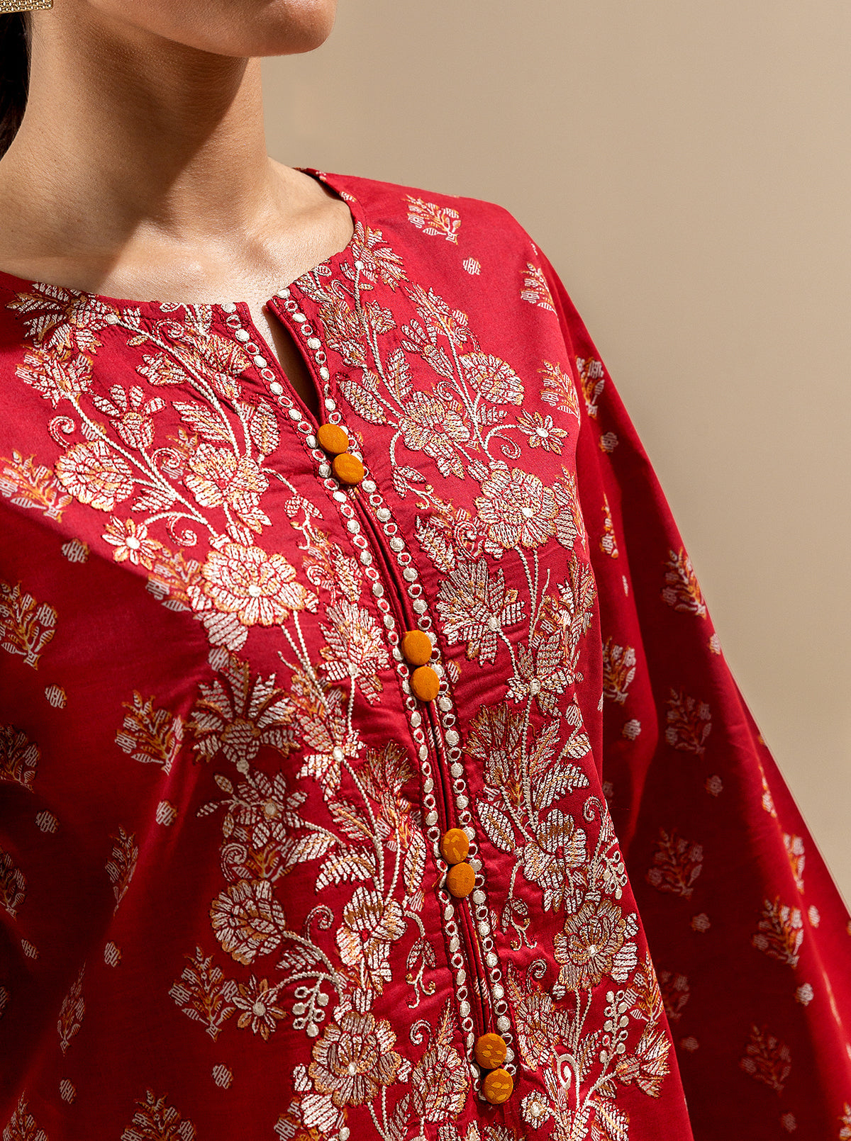 3 PIECE EMBROIDERED LAWN SUIT-BRIGHT POPPY BT-MORBAGH SU_24   