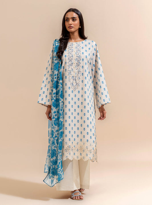 3 PIECE EMBROIDERED LAWN SUIT-BLUE GEMS BT-MORBAGH SU_24   