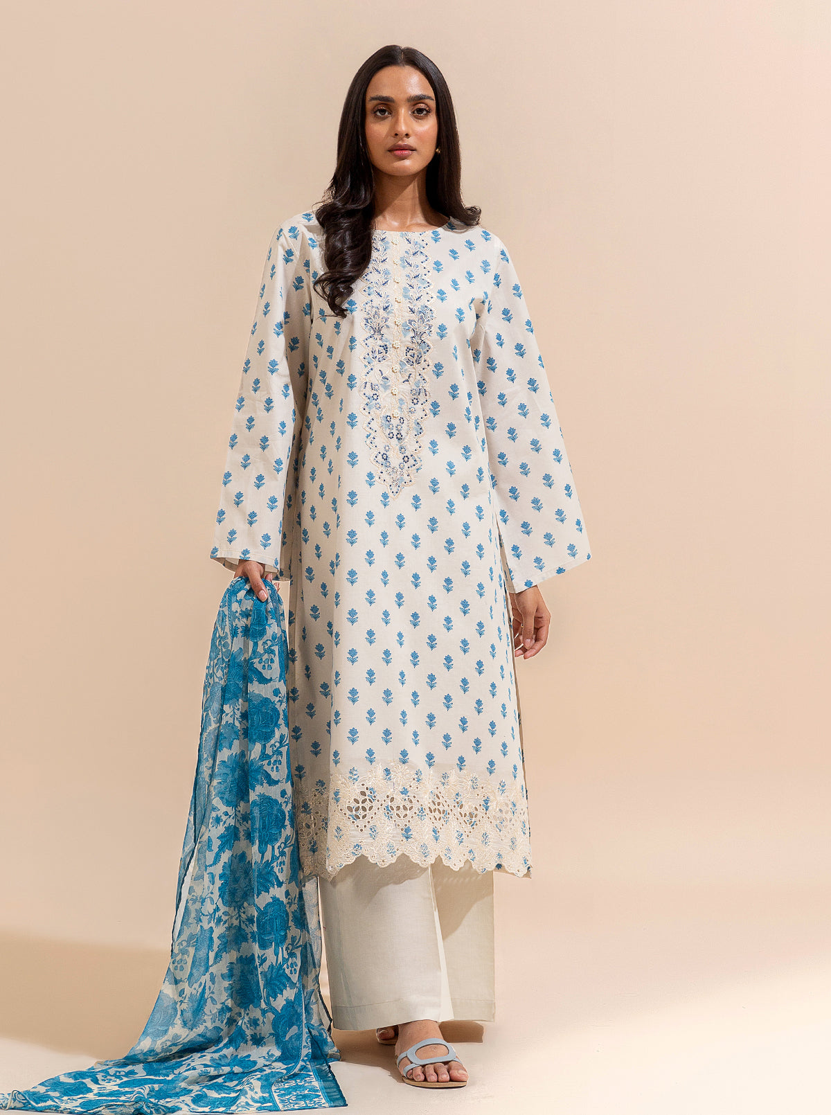 3 PIECE EMBROIDERED LAWN SUIT-BLUE GEMS BT-MORBAGH SU_24   