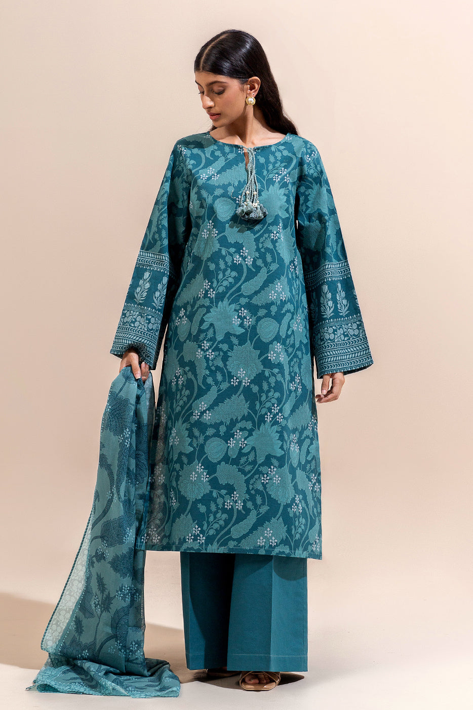 2 PIECE PRINTED LAWN SUIT-EMERALD SPELL (UNSTITCHED)