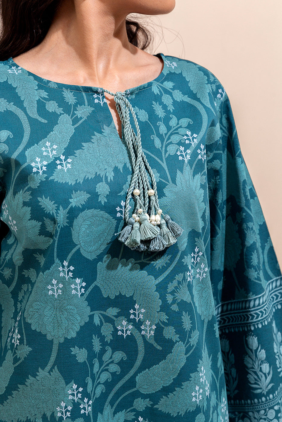 2 PIECE PRINTED LAWN SUIT-EMERALD SPELL (UNSTITCHED)