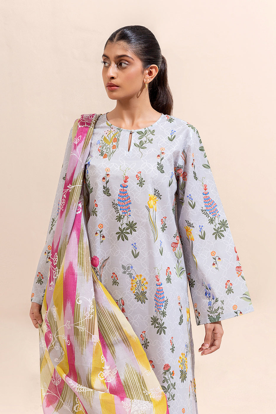 2 PIECE PRINTED LAWN SUIT-MARIGOLD MAGIC (UNSTITCHED)