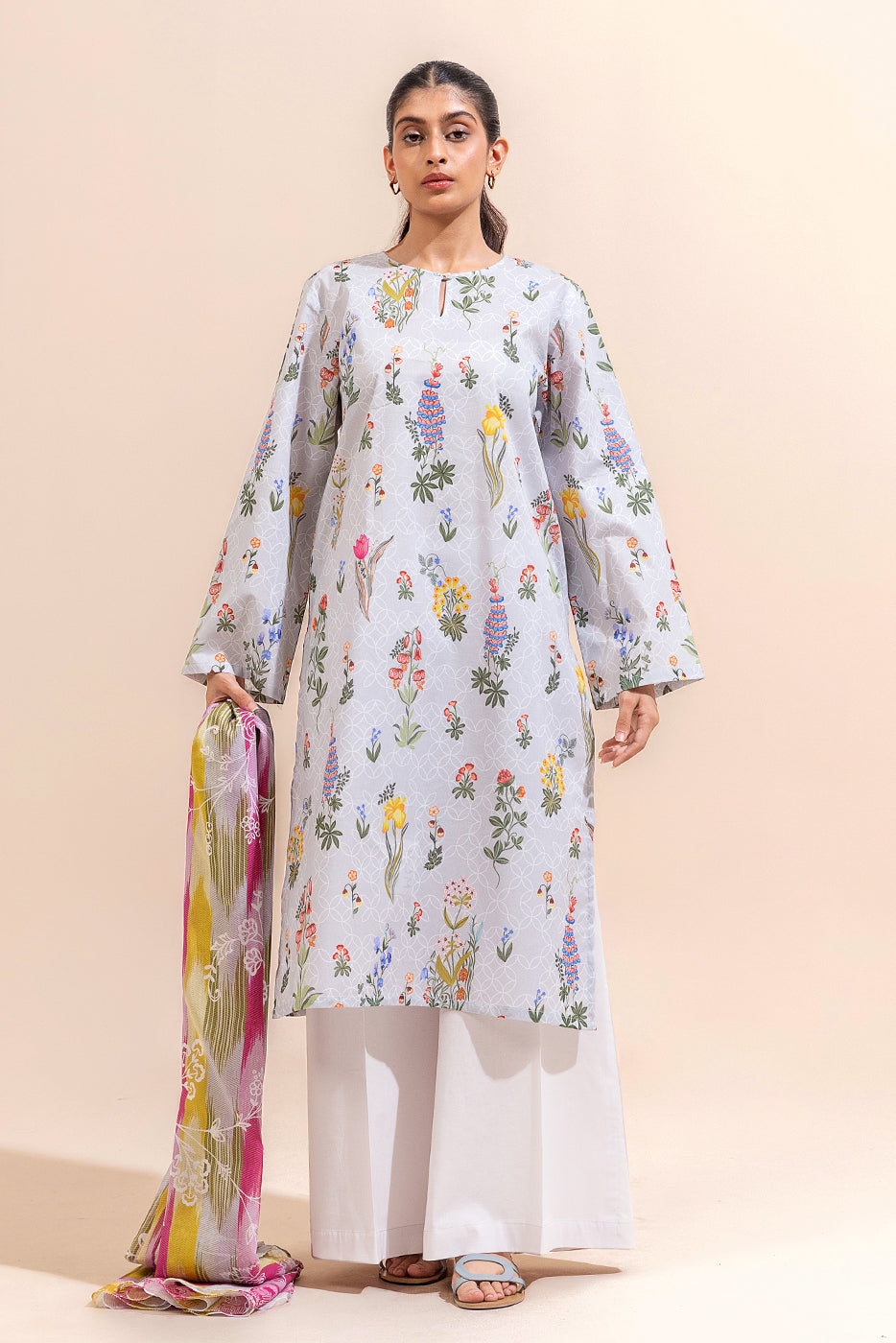 2 PIECE PRINTED LAWN SUIT-MARIGOLD MAGIC (UNSTITCHED)