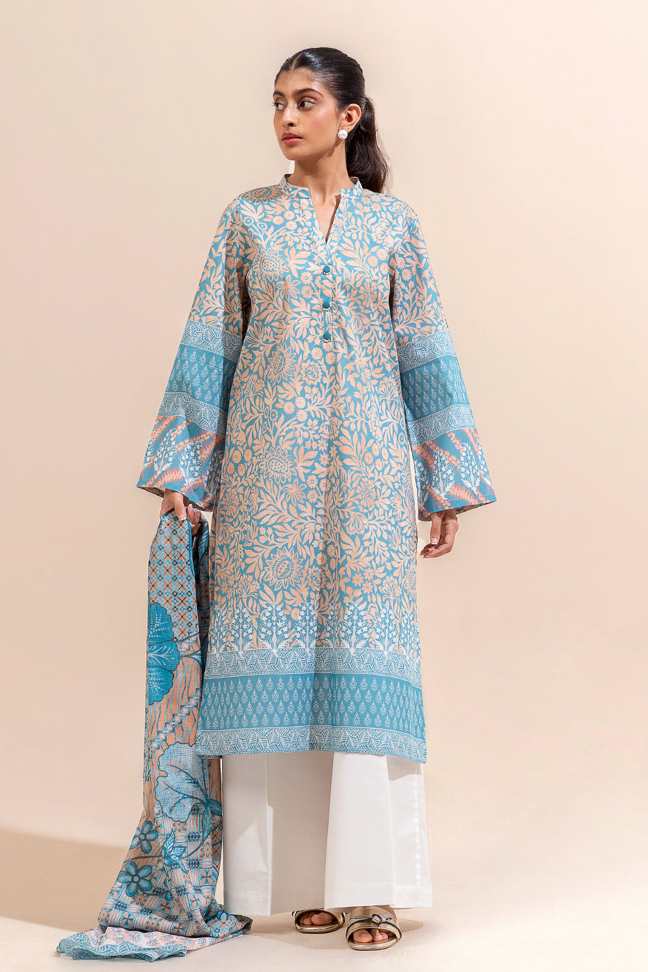 2 PIECE PRINTED LAWN SUIT-SEAMLESS SEASON (UNSTITCHED)