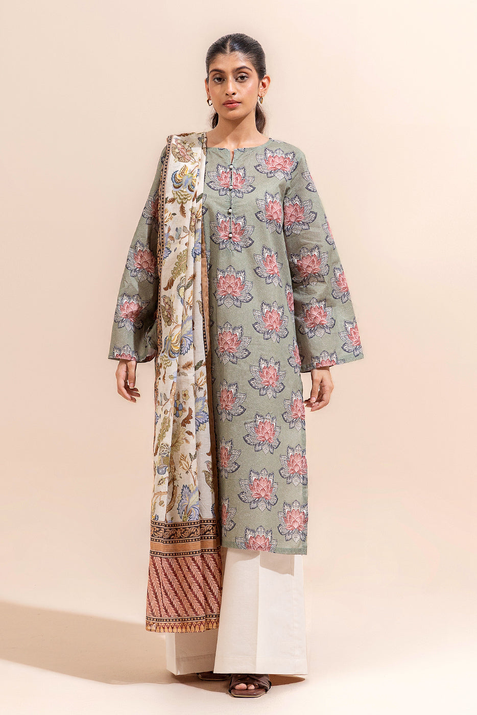 2 PIECE PRINTED LAWN SUIT-MYSTERY GARDEN (UNSTITCHED)