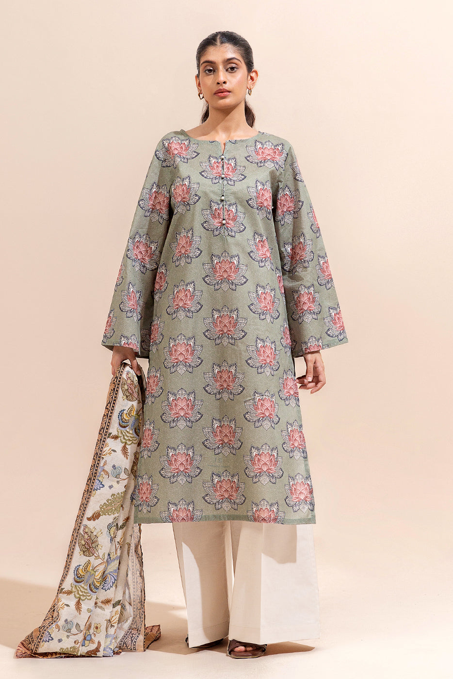 2 PIECE PRINTED LAWN SUIT-MYSTERY GARDEN (UNSTITCHED)