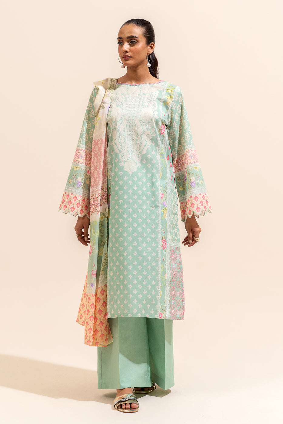 2 PIECE PRINTED LAWN SUIT-LAUREL LIGHT (UNSTITCHED)