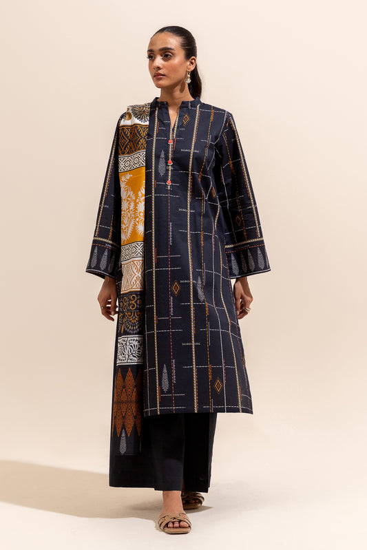 2 PIECE PRINTED LAWN SUIT-NEBULOUS LINES (UNSTITCHED)